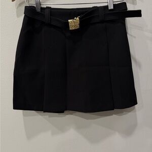 Miu Miu Black Skirt with Gold Logo Buckle
